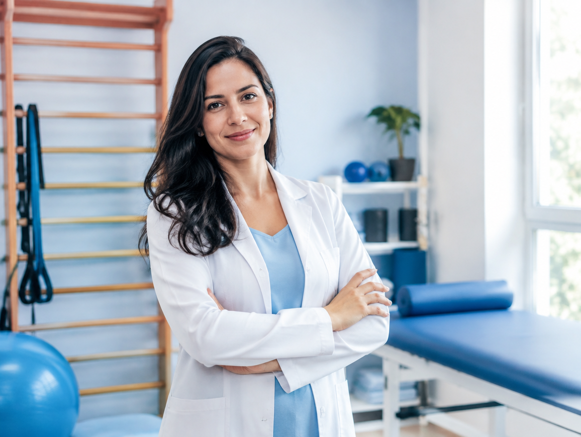 Fisioterapeuta em estúdio de fisioterapia